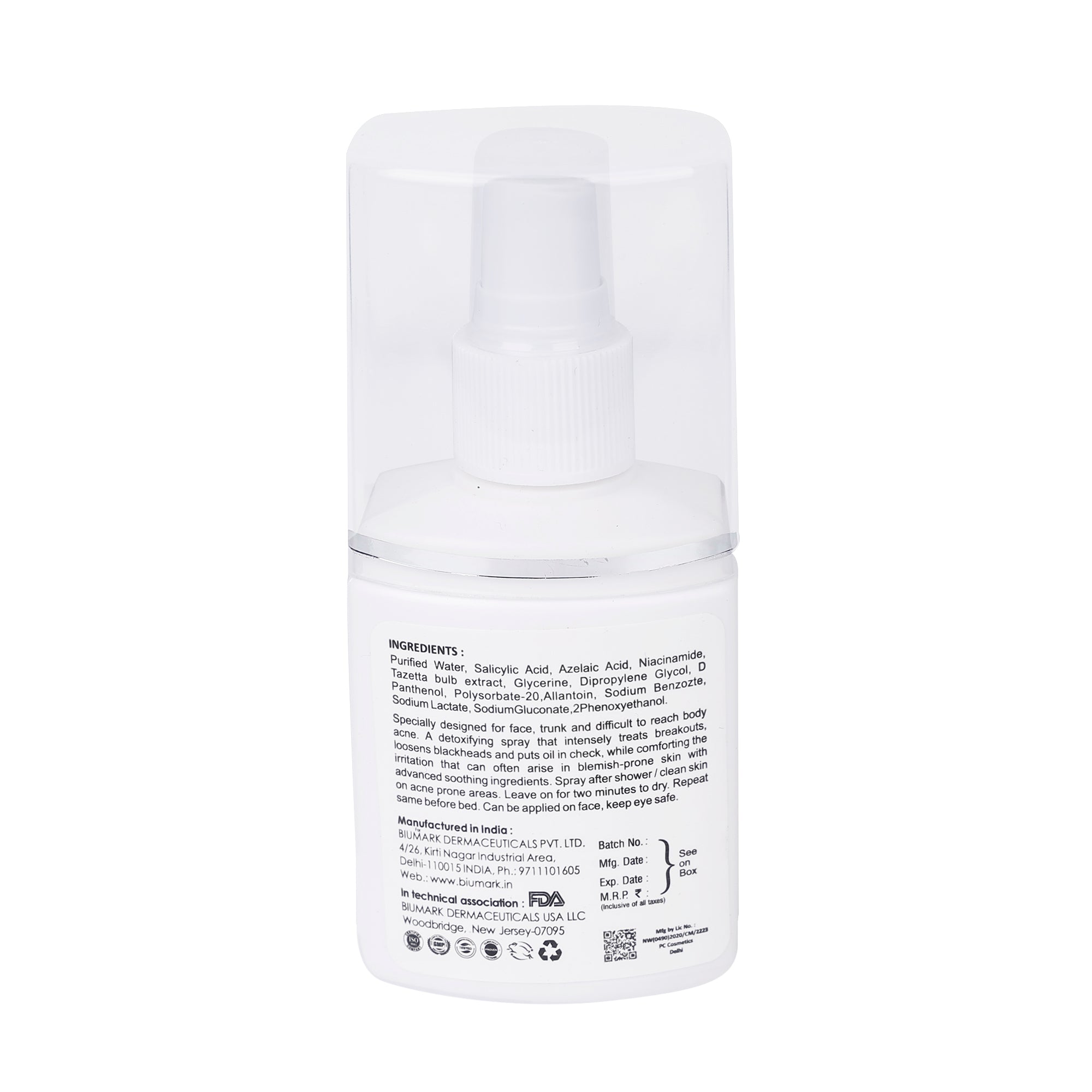 Acrest Acne Body Spray Treats Breakouts Loosen Blackheads & Comforting Irritation