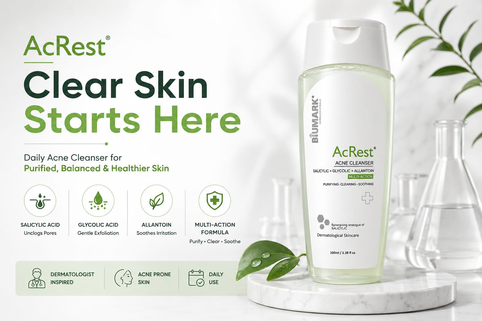 100ml Acrest Acne Face Cleanser for Clear, Healthy Skin
