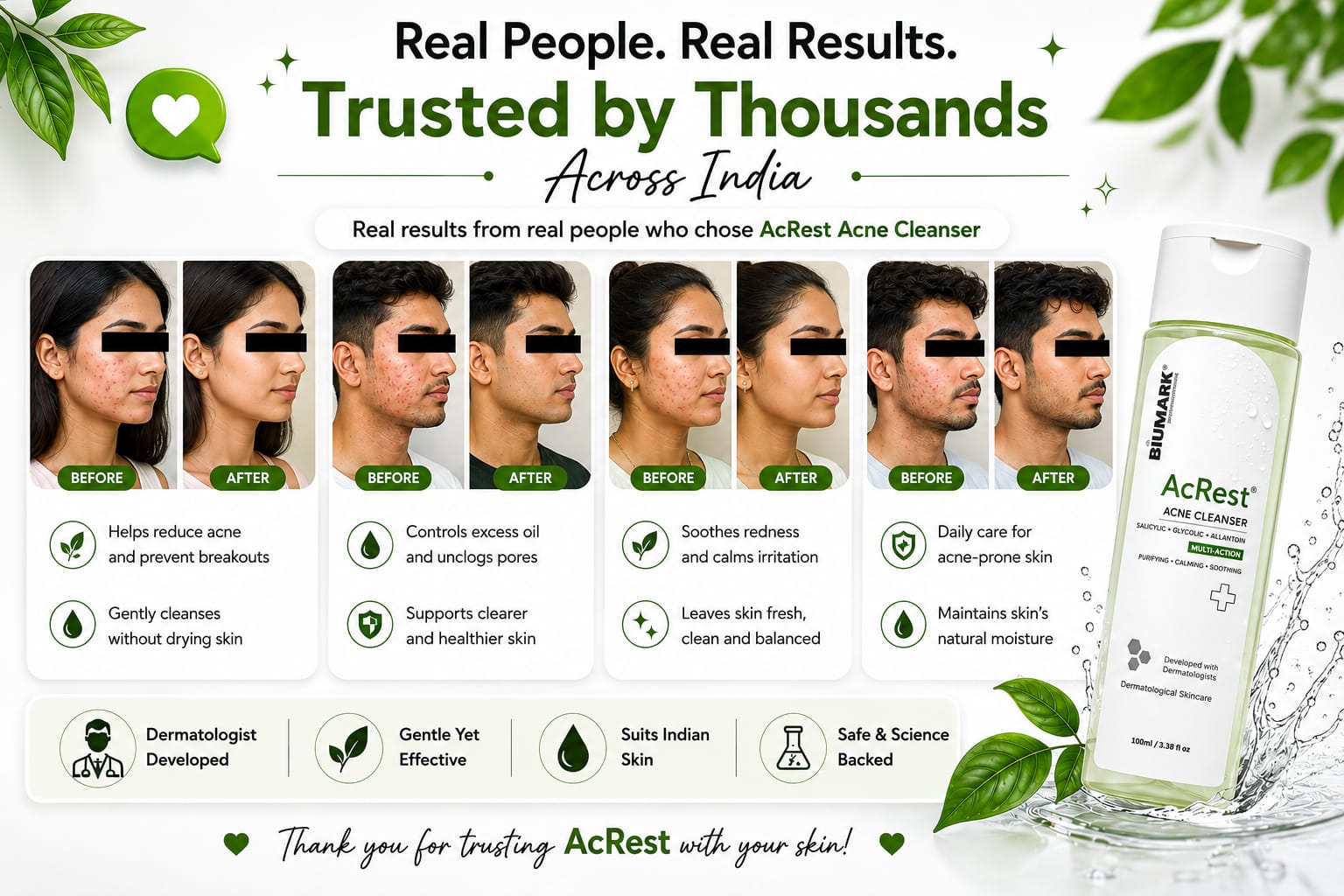 100ml Acrest Acne Face Cleanser for Clear, Healthy Skin